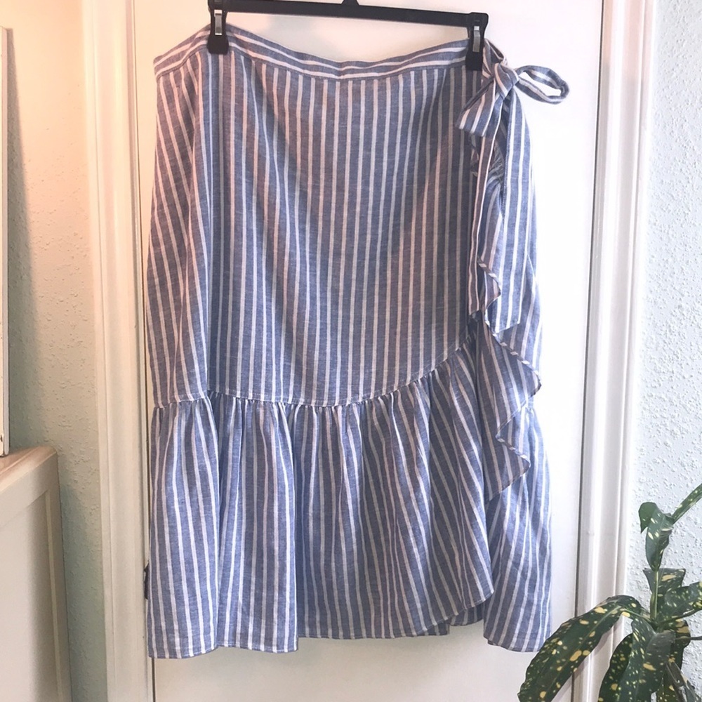 Chaps Blue and White Striped Midi Skirt - Picture 2 of 11